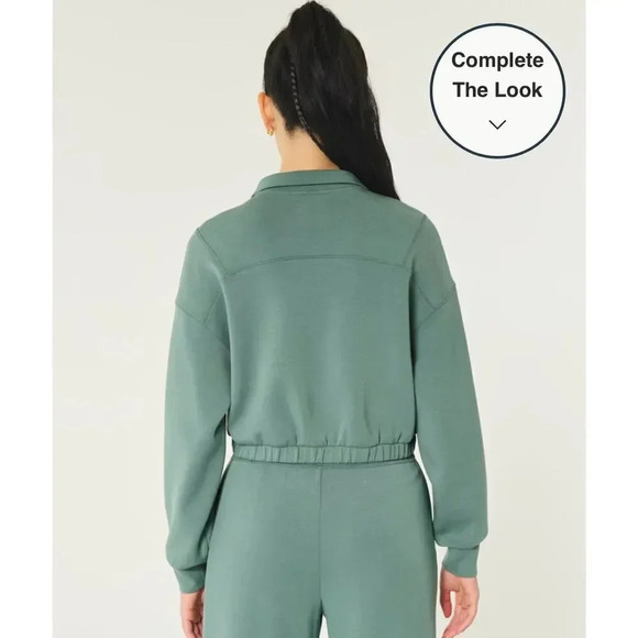 Hollister Gilly Hicks Green Cropped Quarter Zip Pullover size S - Picture 4 of 13